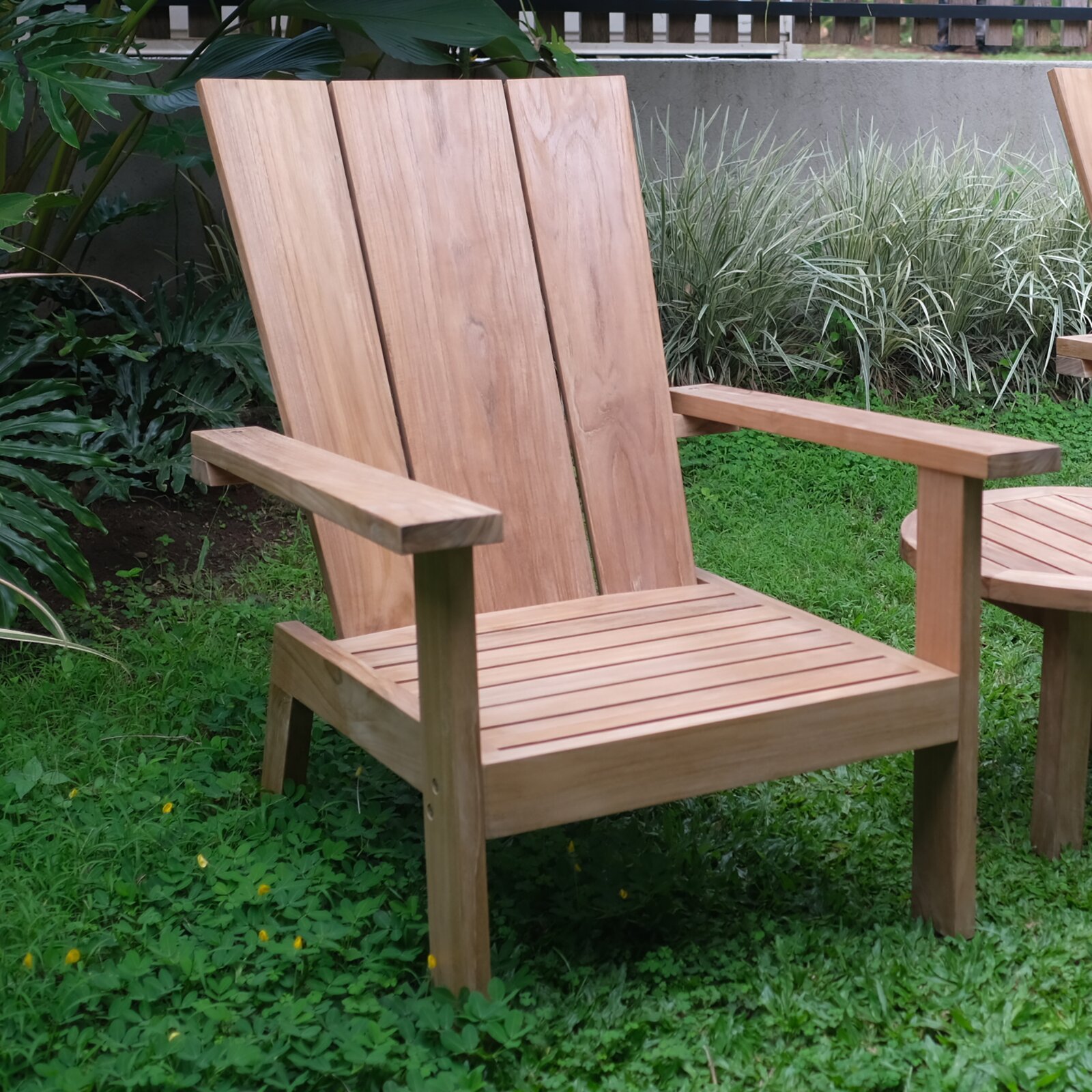 nania-koxt 2 Niklaas Teak Patio Lounger Chair with Sunbrella Cushions