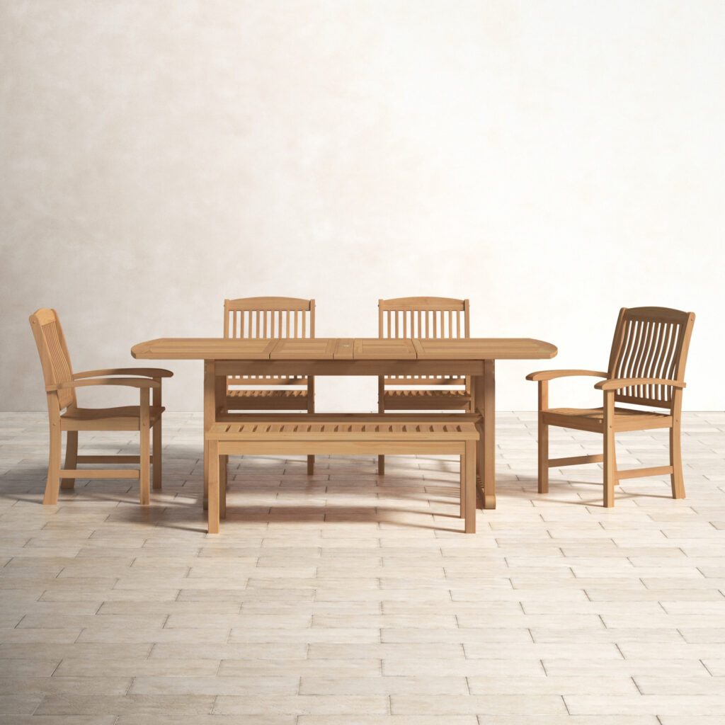 Doha 6pc Rectangular Teak Outdoor Dining Set