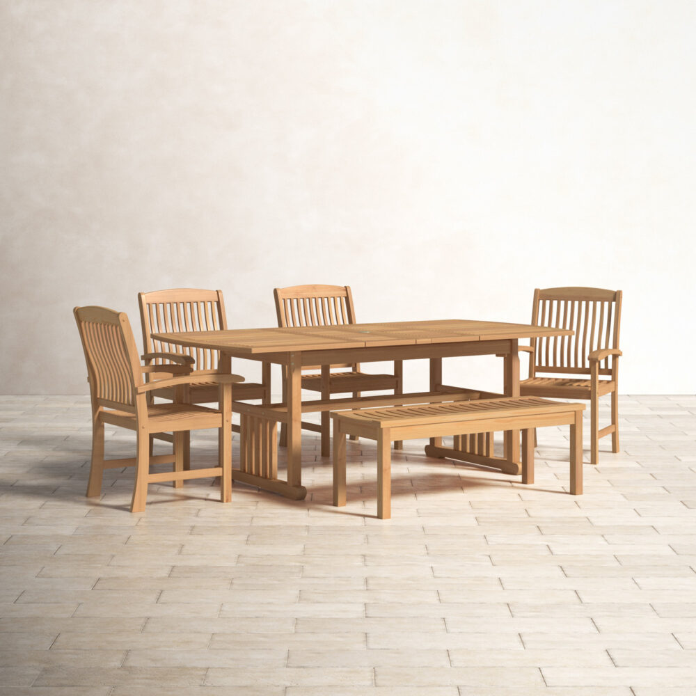 Doha 6pc Rectangular Teak Outdoor Dining Set