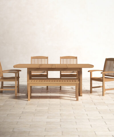 Doha 6pc Rectangular Teak Outdoor Dining Set