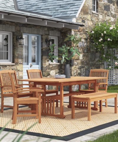 Doha 6pc Rectangular Teak Outdoor Dining Set
