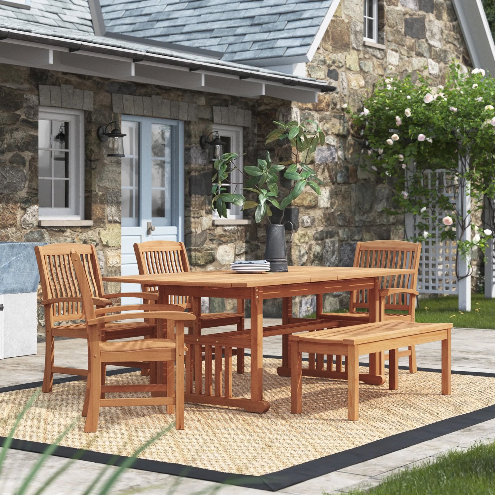 nania-koxu 6 Doha 6pc Rectangular Teak Outdoor Dining Set