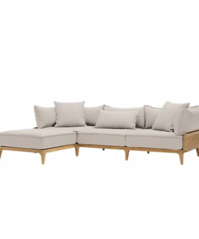 Clermont Luxury Teak Outdoor Bluff Chaise Sofa With Cushion