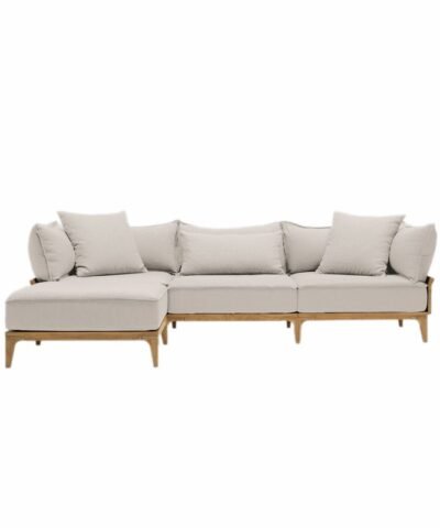 Clermont Luxury Teak Outdoor Bluff Chaise Sofa With Cushion