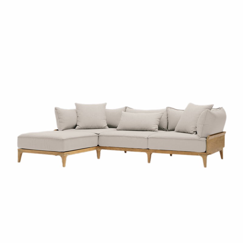 Clermont Luxury Teak Outdoor Bluff Chaise Sofa With Cushion