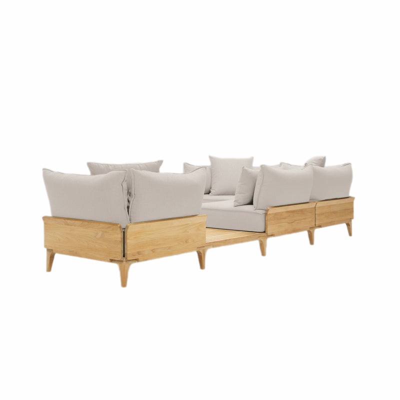 Besancon Luxury Teak Outdoor Bluff Sofa with In-line