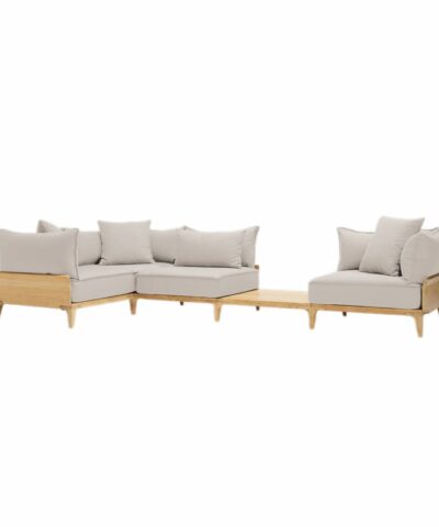 Besancon Luxury Teak Outdoor Bluff Sofa with In-line