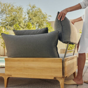 Besancon Luxury Teak Outdoor Bluff Sofa with In-line