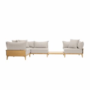 Besancon Luxury Teak Outdoor Bluff Sofa with In-line