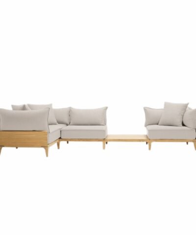 Besancon Luxury Teak Outdoor Bluff Sofa with In-line