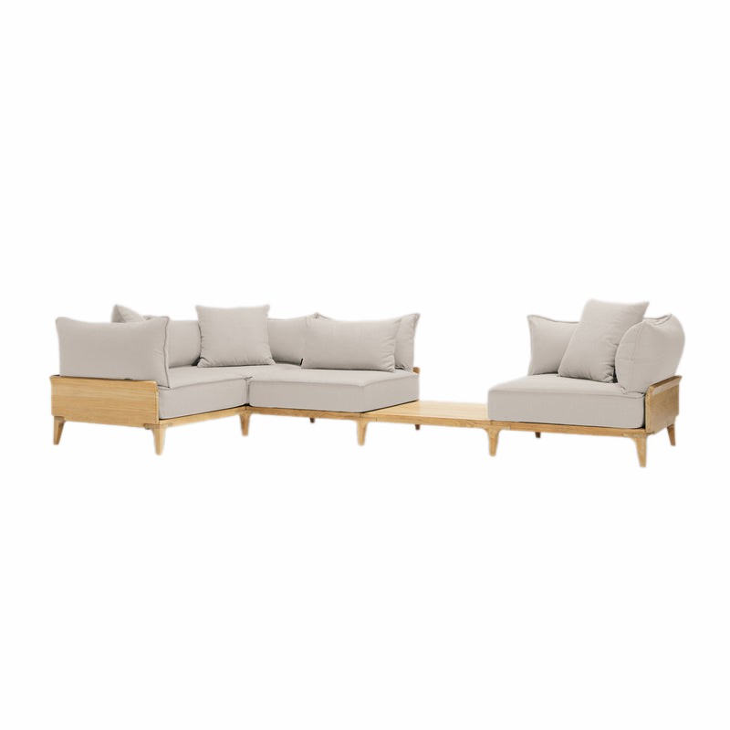 Besancon Luxury Teak Outdoor Bluff Sofa with In-line