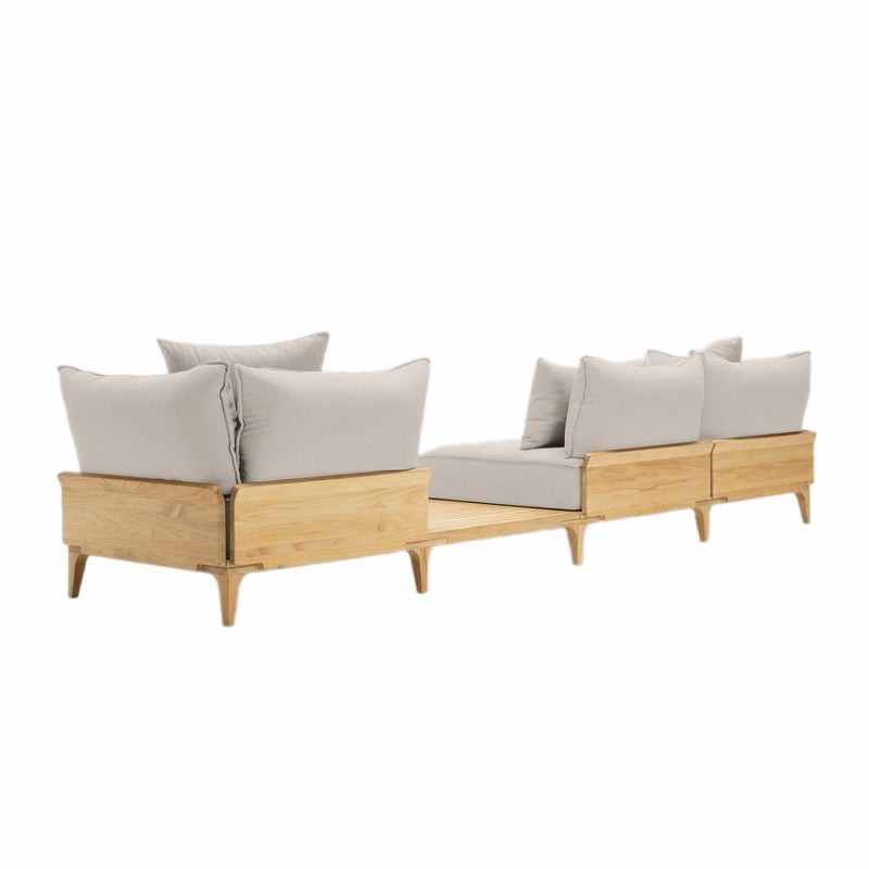 Perpignan Luxury Teak Outdoor Bluff Sofa with In-line Table