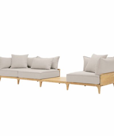 Perpignan Luxury Teak Outdoor Bluff Sofa with In-line Table