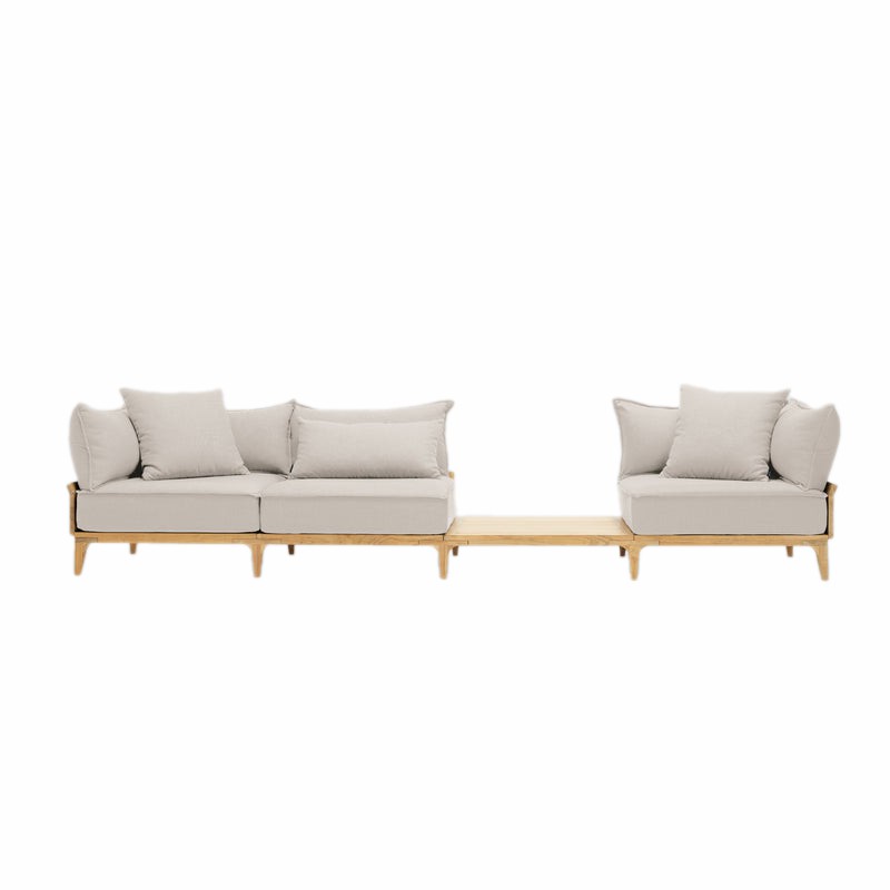 Perpignan Luxury Teak Outdoor Bluff Sofa with In-line Table