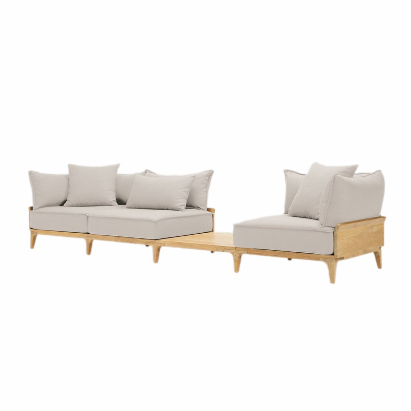 Perpignan Luxury Teak Outdoor Bluff Sofa with In-line Table