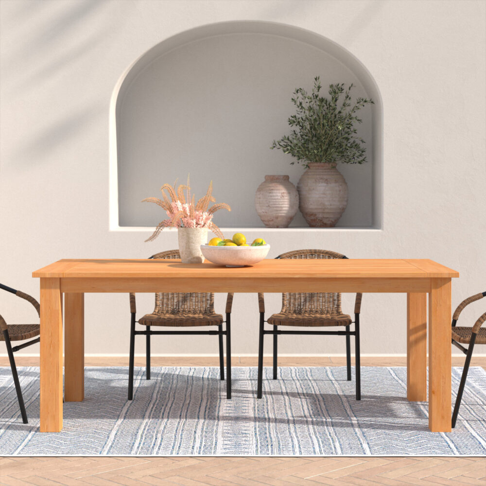 Chur Outdoor Solid Teak Wood Dining Table