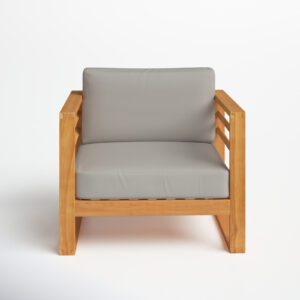 Gallen Teak Line Arm Patio Chair with Cushions