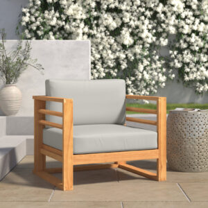 Gallen Teak Line Arm Patio Chair with Cushions