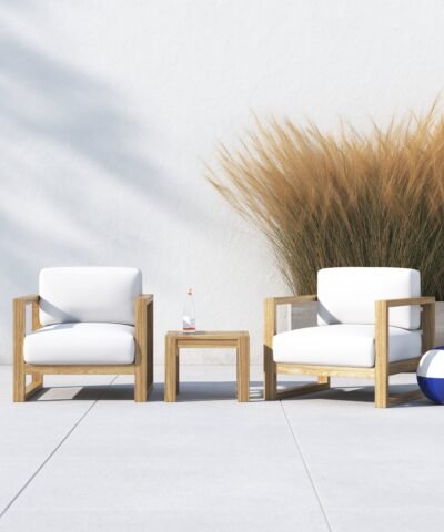 Ghent 3pc Teak Outdoor Guest Chair with Cushions