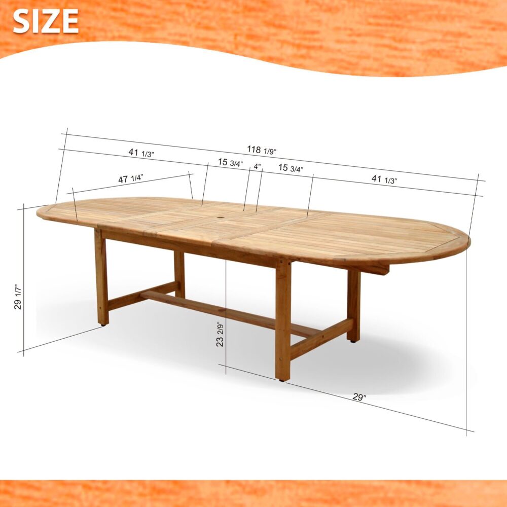 Mechelen Teak Outdoor Garden Double Pull-out Table