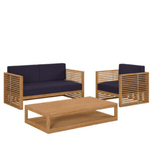 Lugano 3pc Teak Outdoor Guest Chair with Cushion