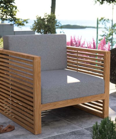 Biel Teak Outdoor lounger Chair with Cushion