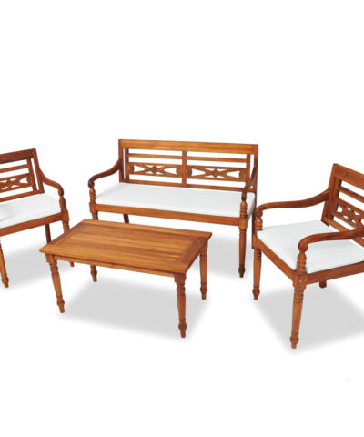 Geneva 4pc Patio Lounge Set with Cushions Solid Teak Wood