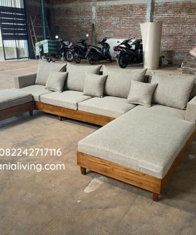 Teak Minimalist Letter U Sofa Set With Cushion Ansan
