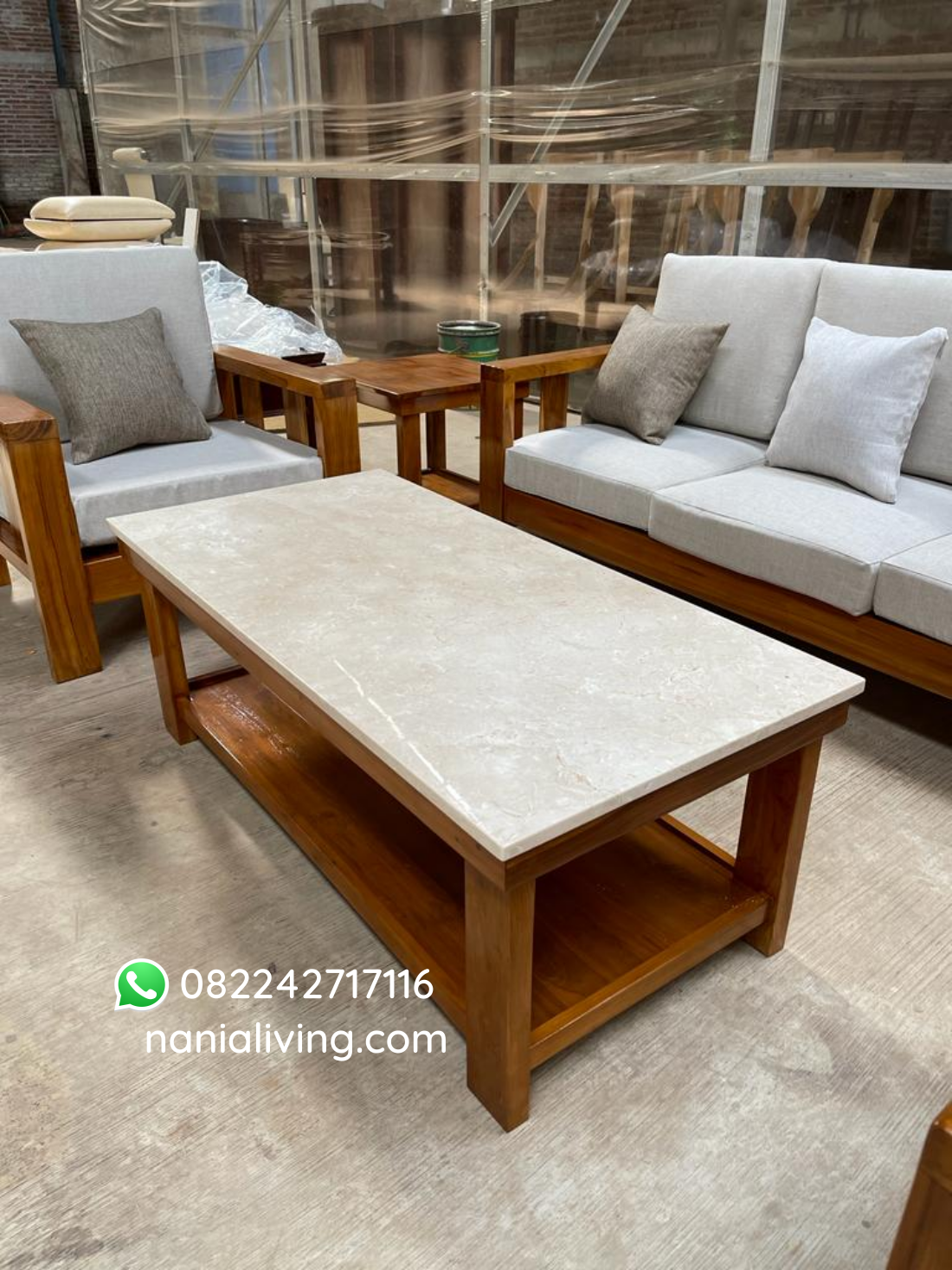 nanialiving-loke 4 Set Marble Guest Table Minimalist Guest Chair Cushion