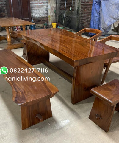 Set Solid Trambesi Wood Dining Table With Chairs Cairo