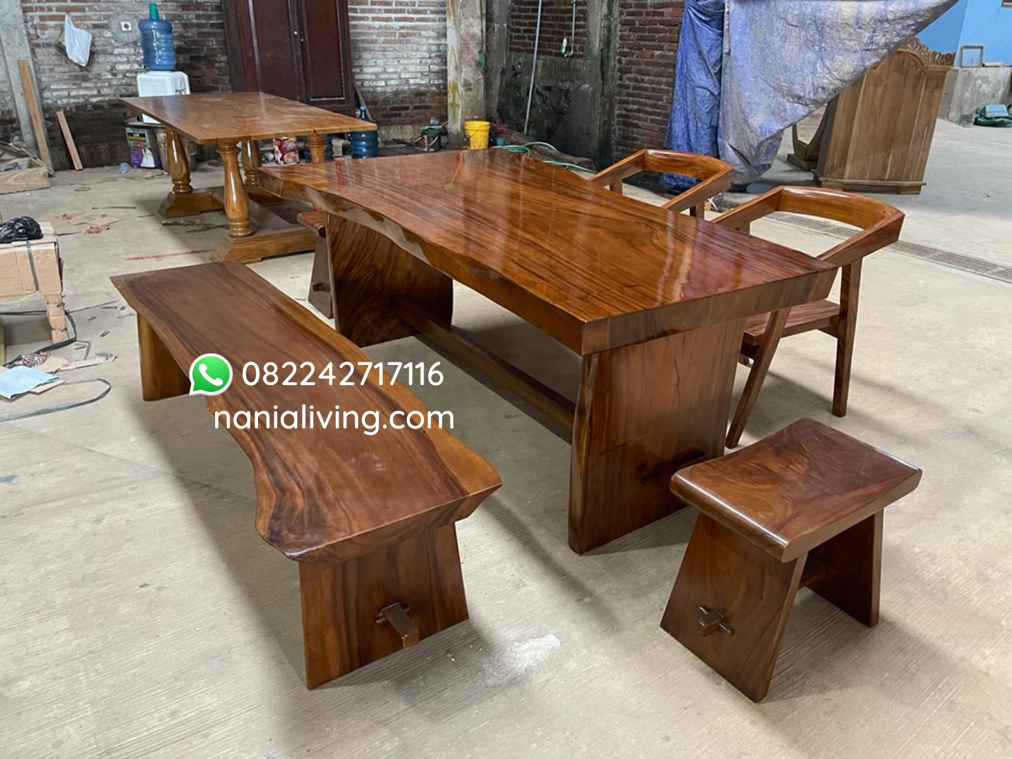 Set Solid Trambesi Wood Dining Table With Chairs Cairo