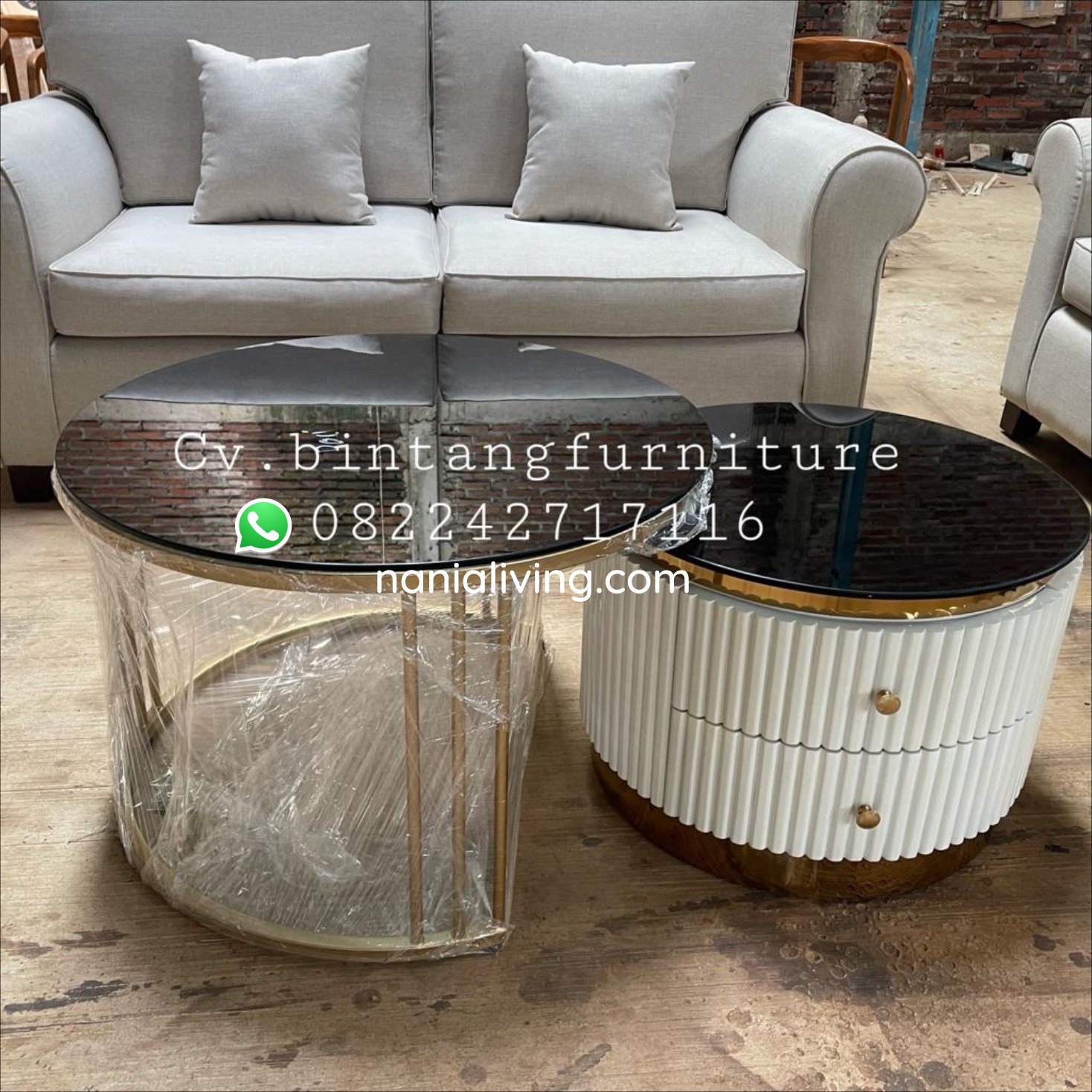 nanialiving-loqi 3 Guest Sofa Set Luxury Silver White And Guest Table Incheon