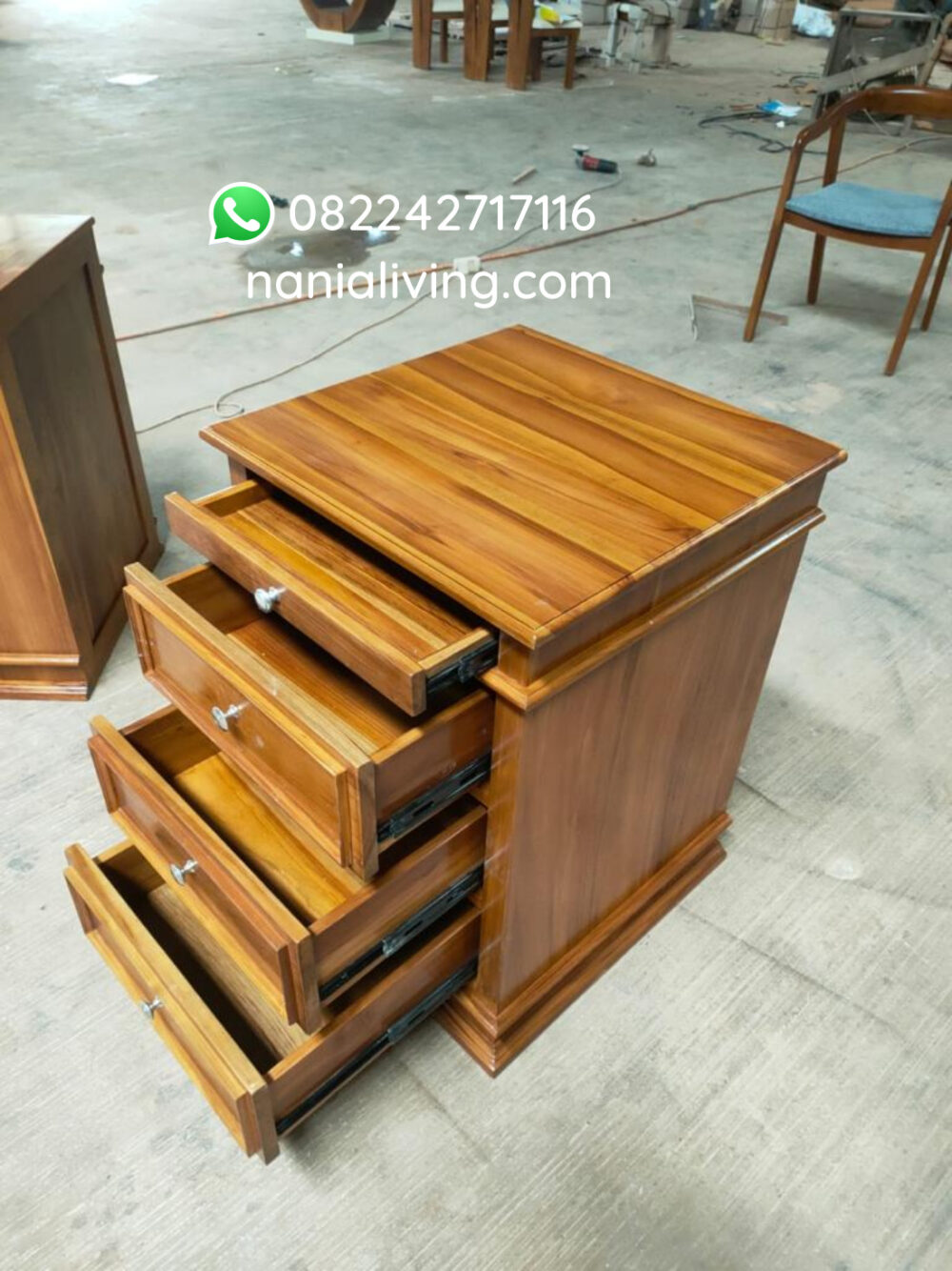 Minimalist Teak Nightstand With 4 Drawers Seongnam