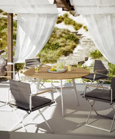 Birkenhead Round Dining Table Natural Black White