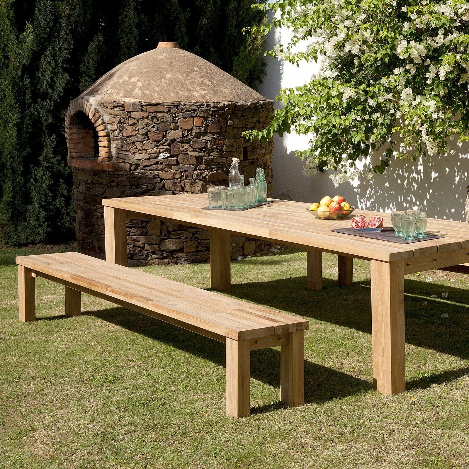 nania-naqb 2 Sudbury Teak Rustic Backless Bench Natural