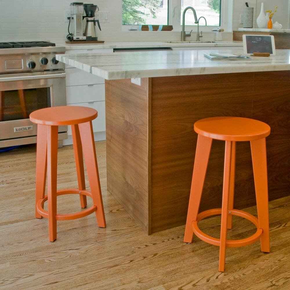 Regina Teak Wood Bar Counter Stool Orange Nania Living