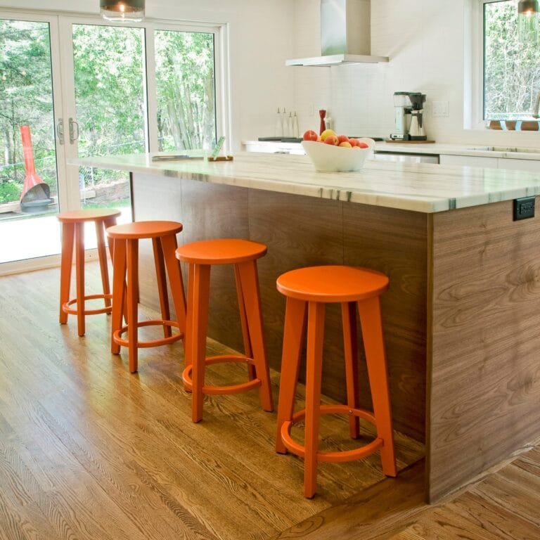 Regina Teak Wood Bar Counter Stool Orange Nania Living