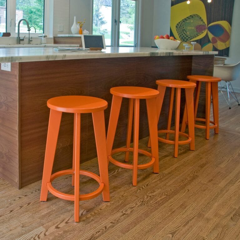 Regina Teak Wood Bar Counter Stool Orange Nania Living