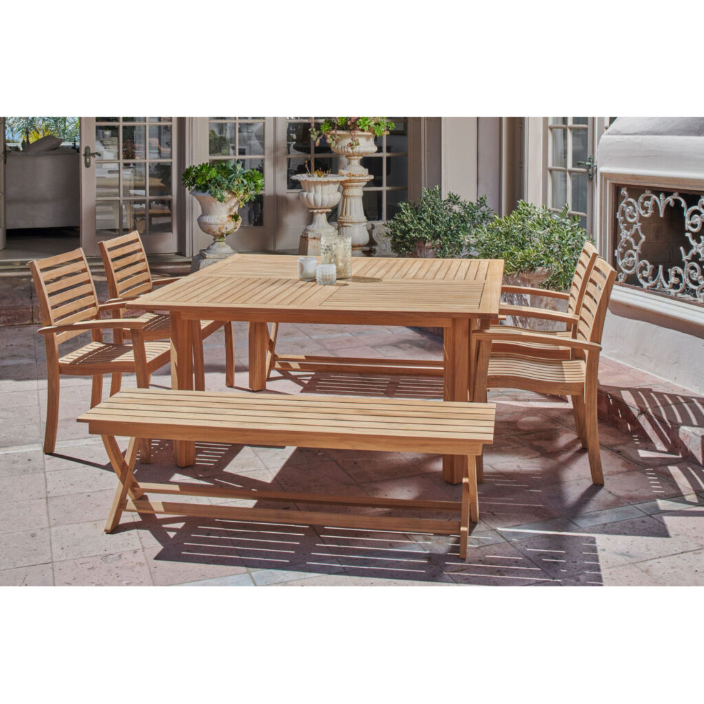 Chatham Picnic Teak Three Person Teak Outdoor Bench