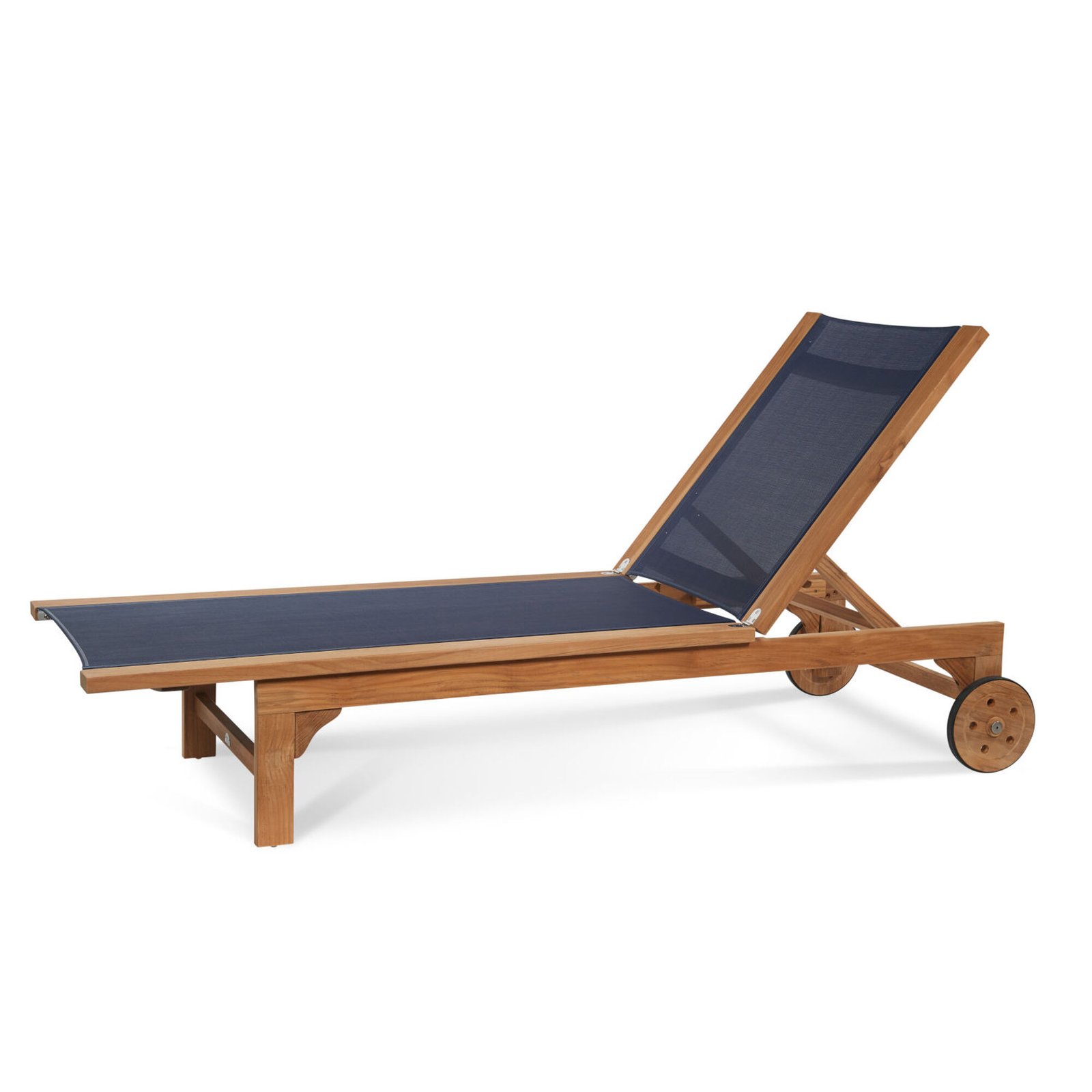 nania-nawm 2 Maple Ridge Blue Teak Outdoor Sunlounger with Wheels