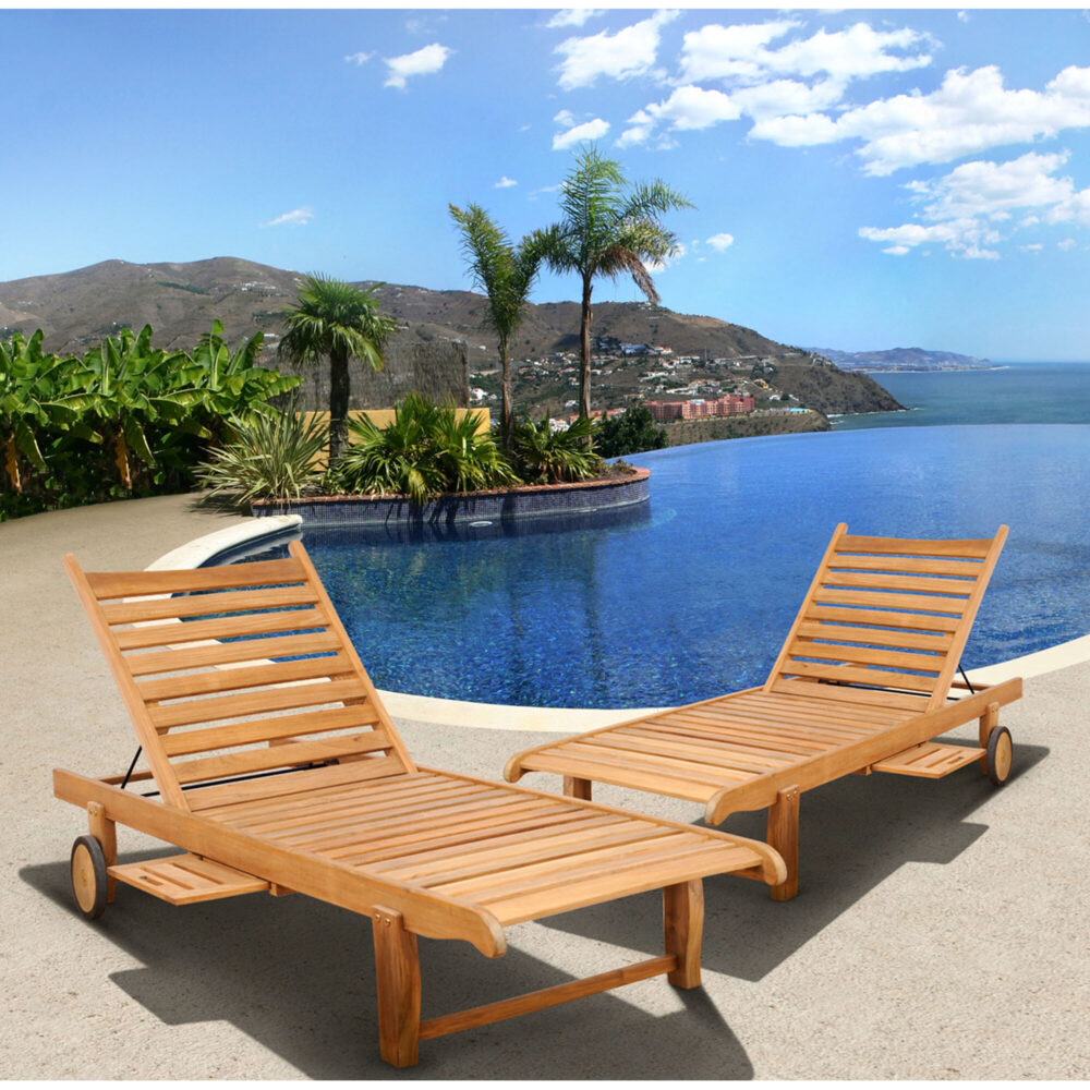 Caledon Teak Outdoor 2 Piece Lounger Set