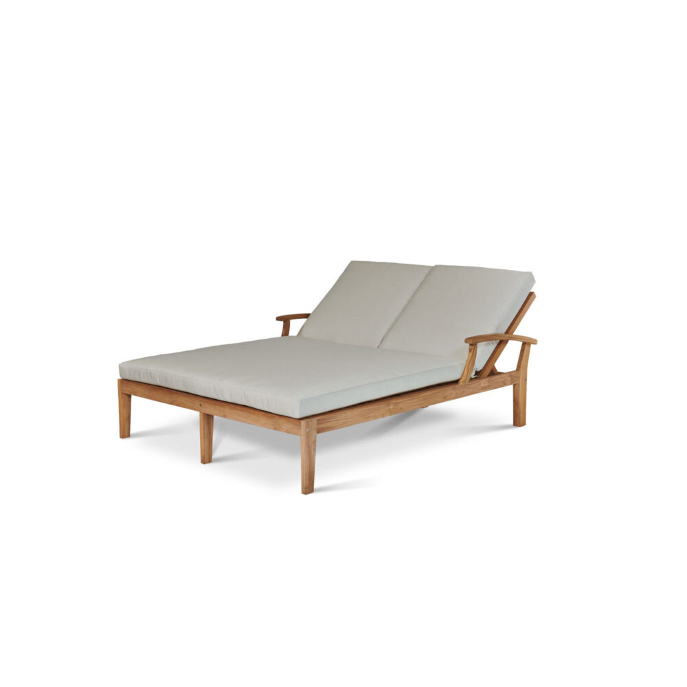 John Teak Outdoor Double Sunlounger with Sunbrella Cushion