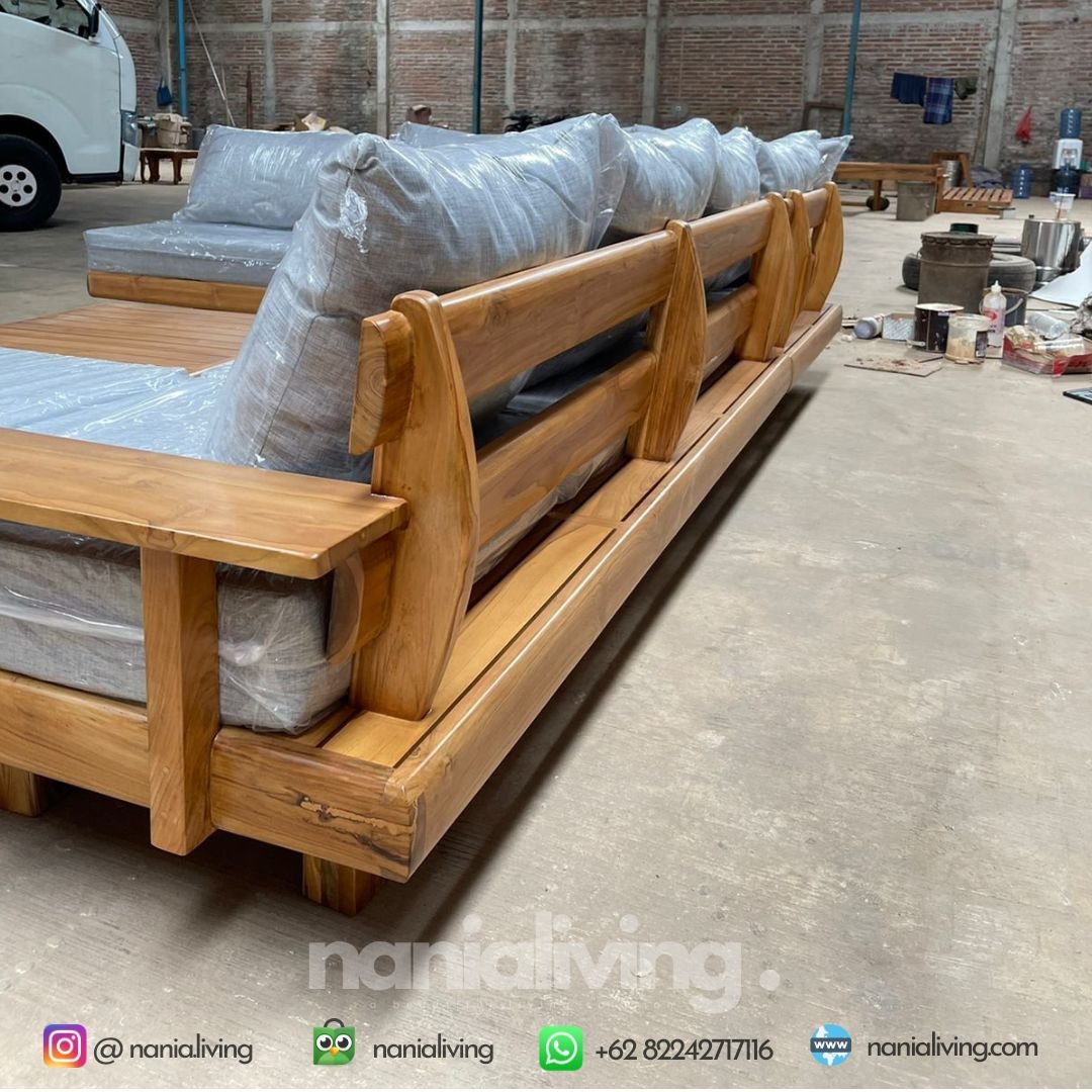 Teak Outdoor Sofa Living Chair Thick Foam Fabric Giza