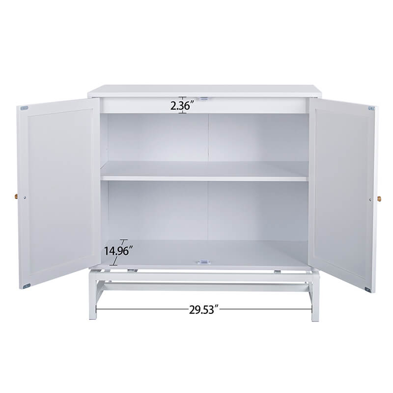 White Duco Cabinet with Natural Rattan combination