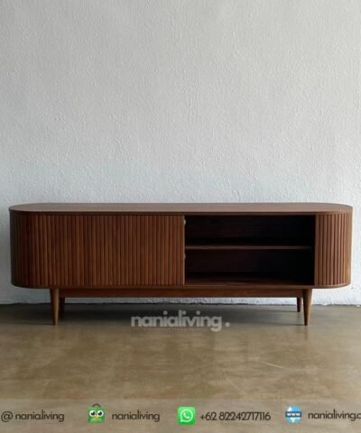 Teak Wood Minimalist Sliding Tv Sideboard Table