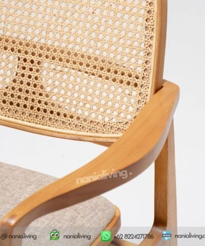 Elegant Rattan Combination Teak Cafe Dining Chair