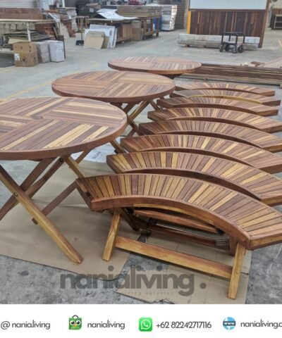 Round Teak Wood Folding Picnic Table With Umbrella Auckland