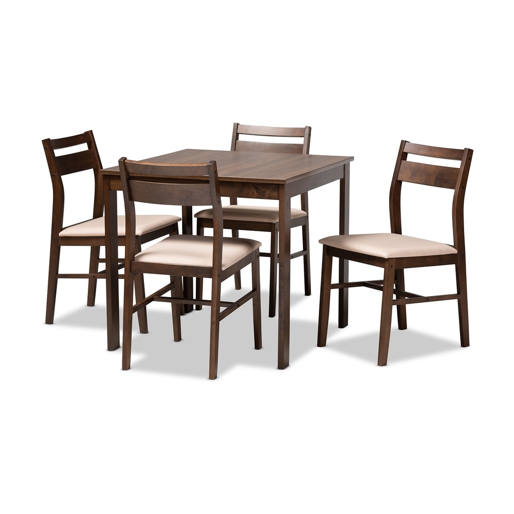 Brown Minimalist Teak Wood Dining Table Set With 4 Chairs