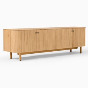 Curved Modern Teak Minimalist Sideboard With 4 Doors