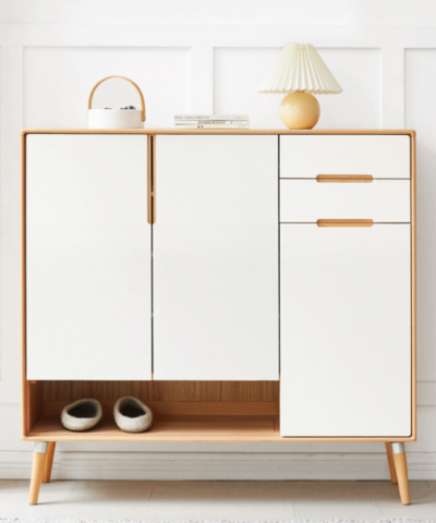 Minimalist Teak Shoe Cabinet Shoe Rack With 3 Cheap Drawers